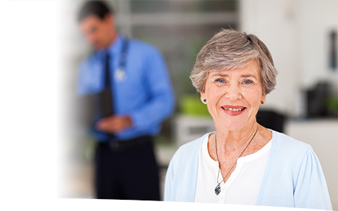 elderly woman at dr office